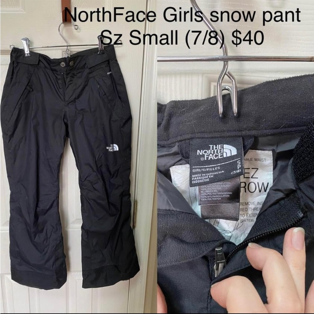 Girls North Face Snow pant, size S, 7/8.